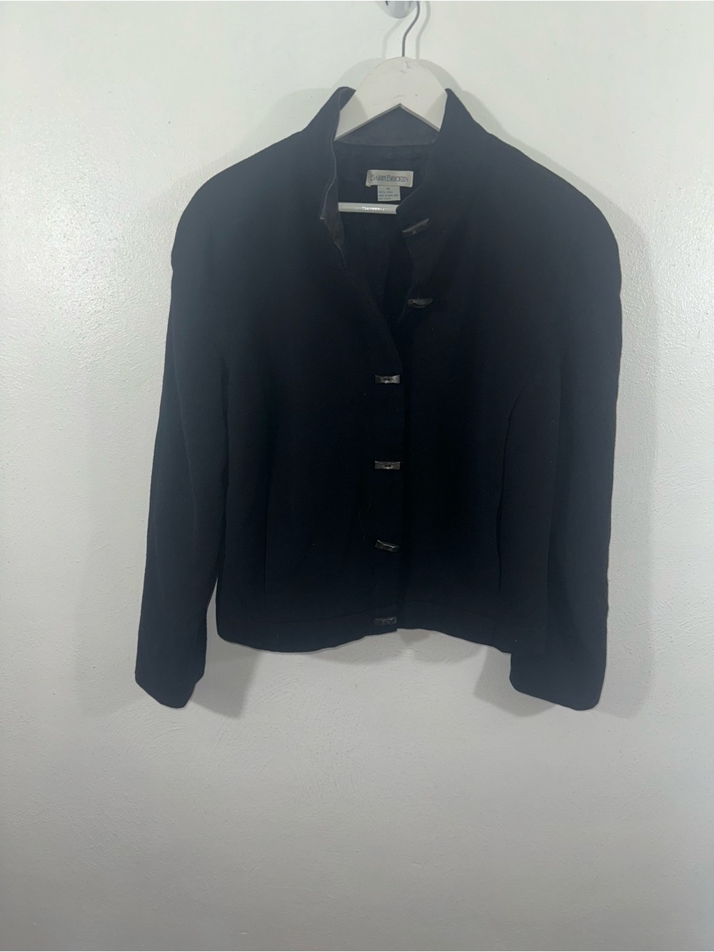 Vintage Barry Bricken Black Front Closures Jacket !00% WooldWomen's Size M